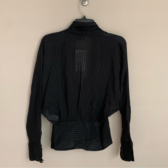 ✨🌸ZARA Black Draped Satin Blouse • Luxe Holiday Look • Sleek & Chic 🌸✨ - Picture 4 of 5